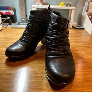 Dansko Boots Womens 39 Heels (3") Ankle Booties Black Leather Side Zip 8-8.5